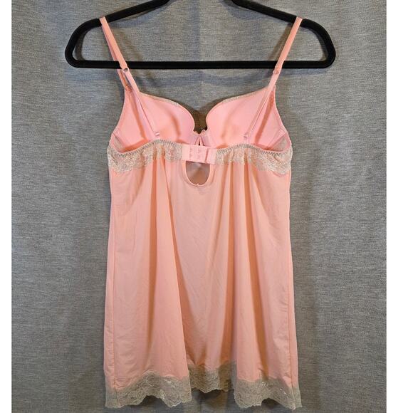 Women Victoria's Secret Size 34B Nightie Pink Peach Lace Rhinestones Push up - Picture 5 of 7